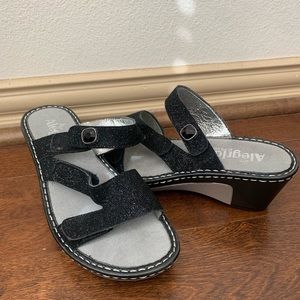 Alegria Loti black sparkly leather women sandals